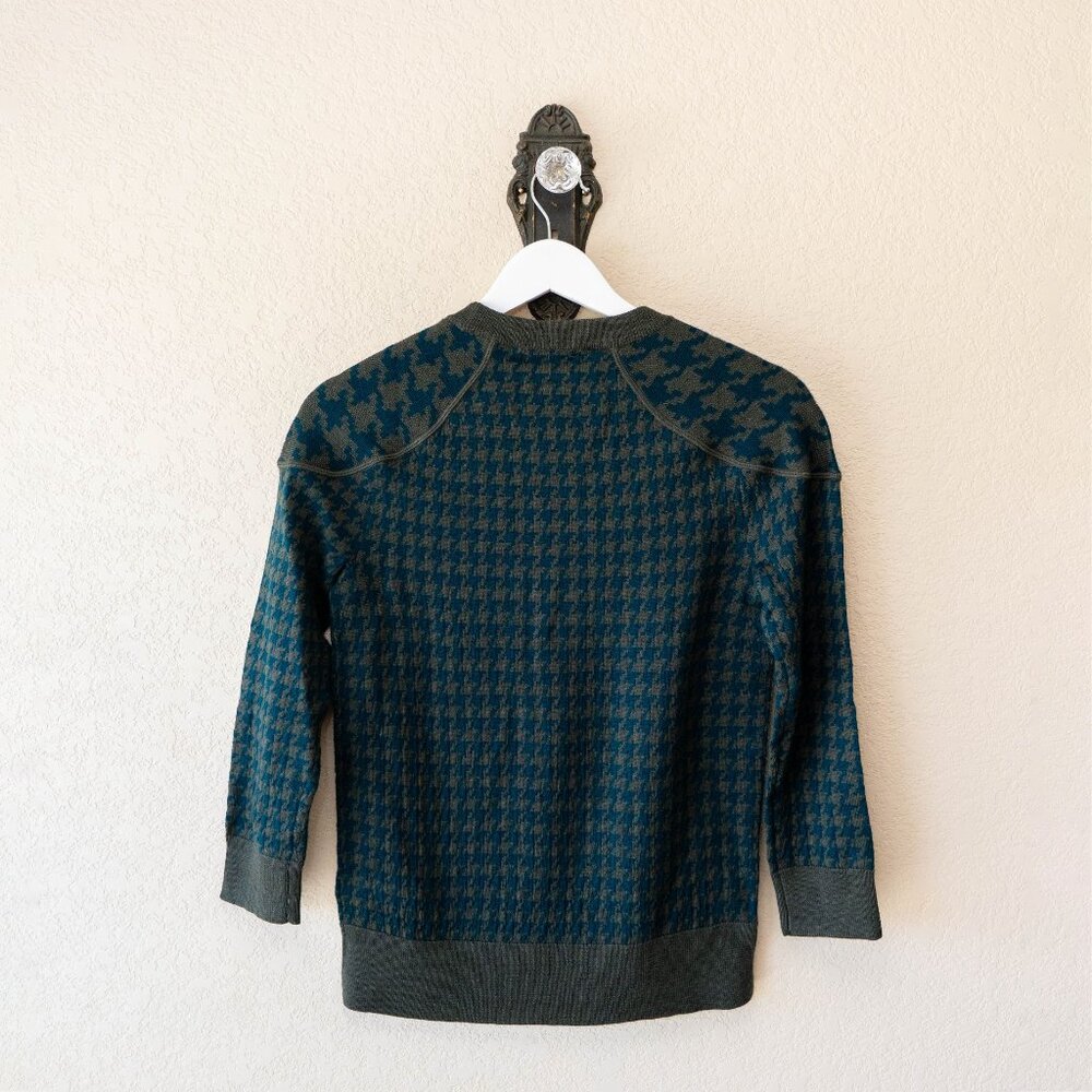 J.Crew NWT 100% Merino Wool Houndstooth Sweater Green Blue Crewneck XS $98 - Picture 7 of 12